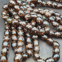Vintage glass beads aventurine brown fancy trade beads 15x15mmGift