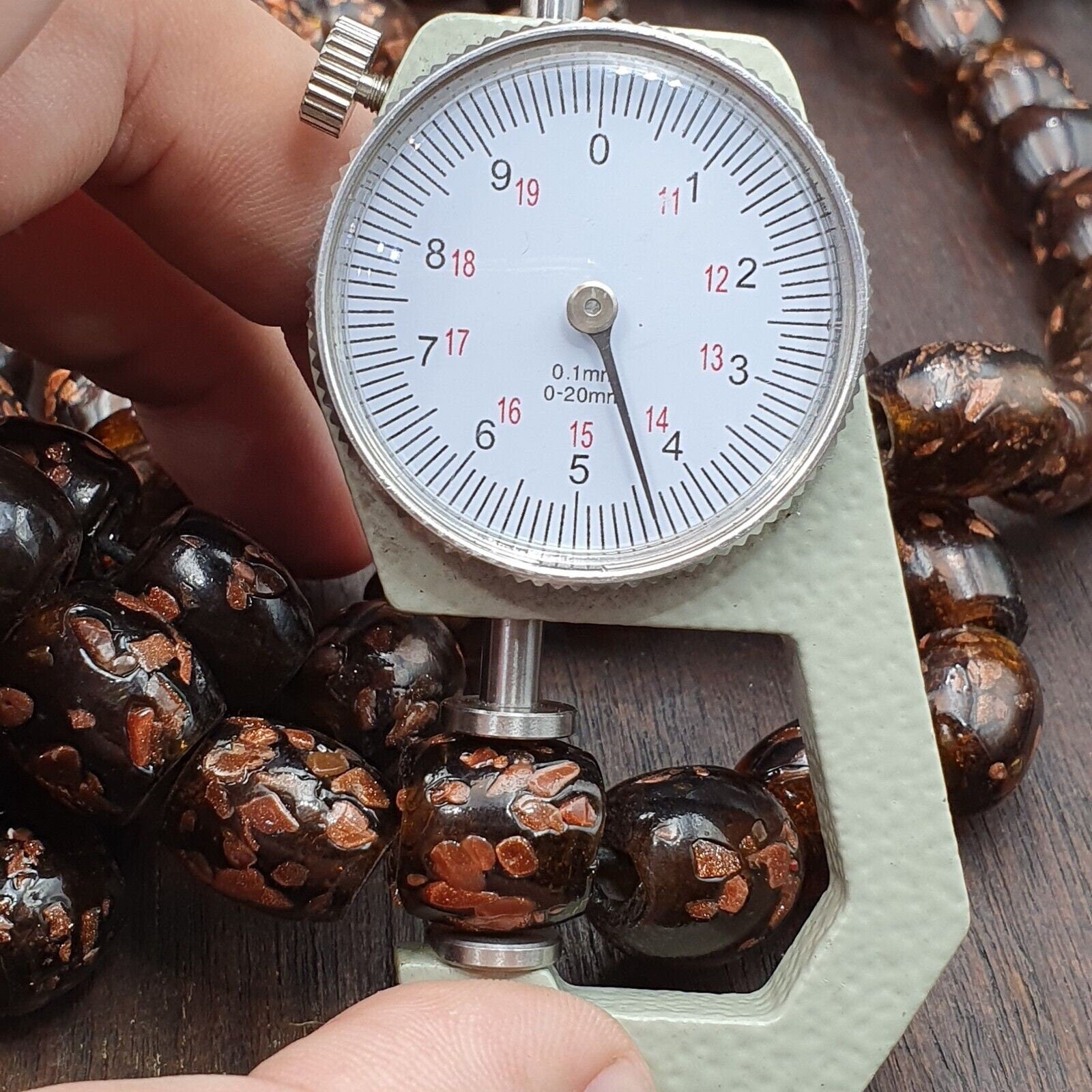 Vintage glass beads aventurine brown fancy trade beads 15x15mmGift