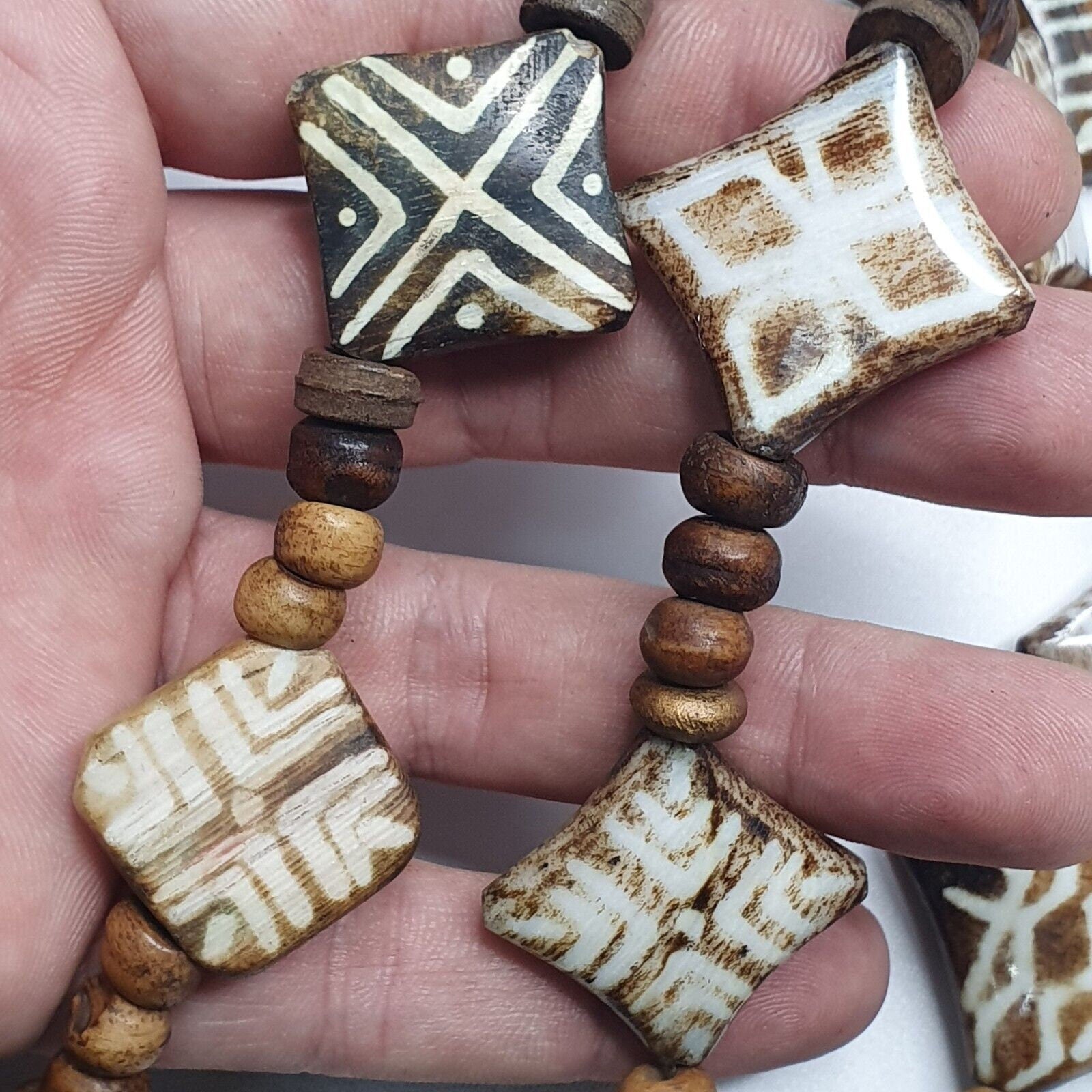 Pumtek beads necklace petrifiedwood great patterns necklace
