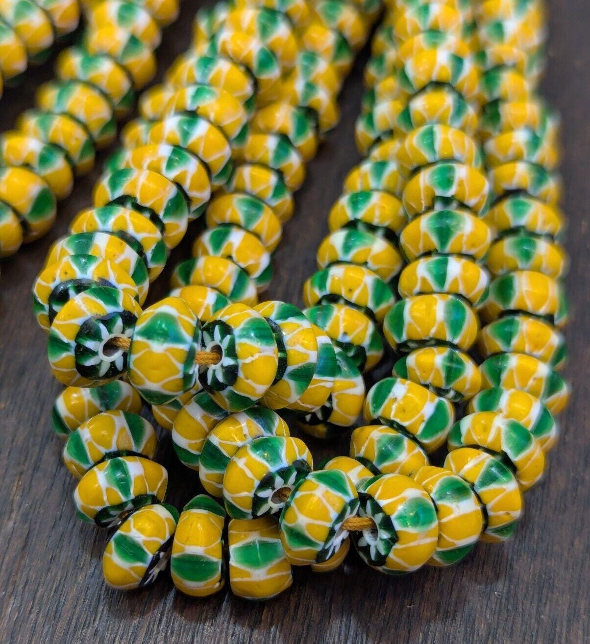 Vintage chevron beads venetian african style glass 10mm beads long strandGift
