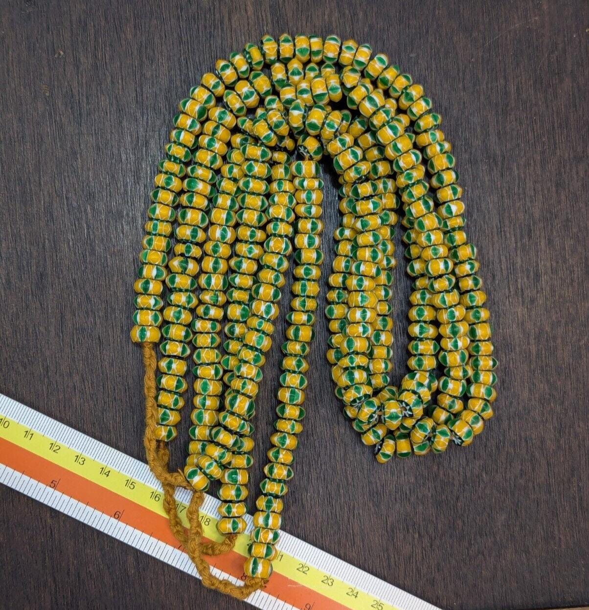 Vintage chevron beads venetian african style glass 10mm beads long strandGift