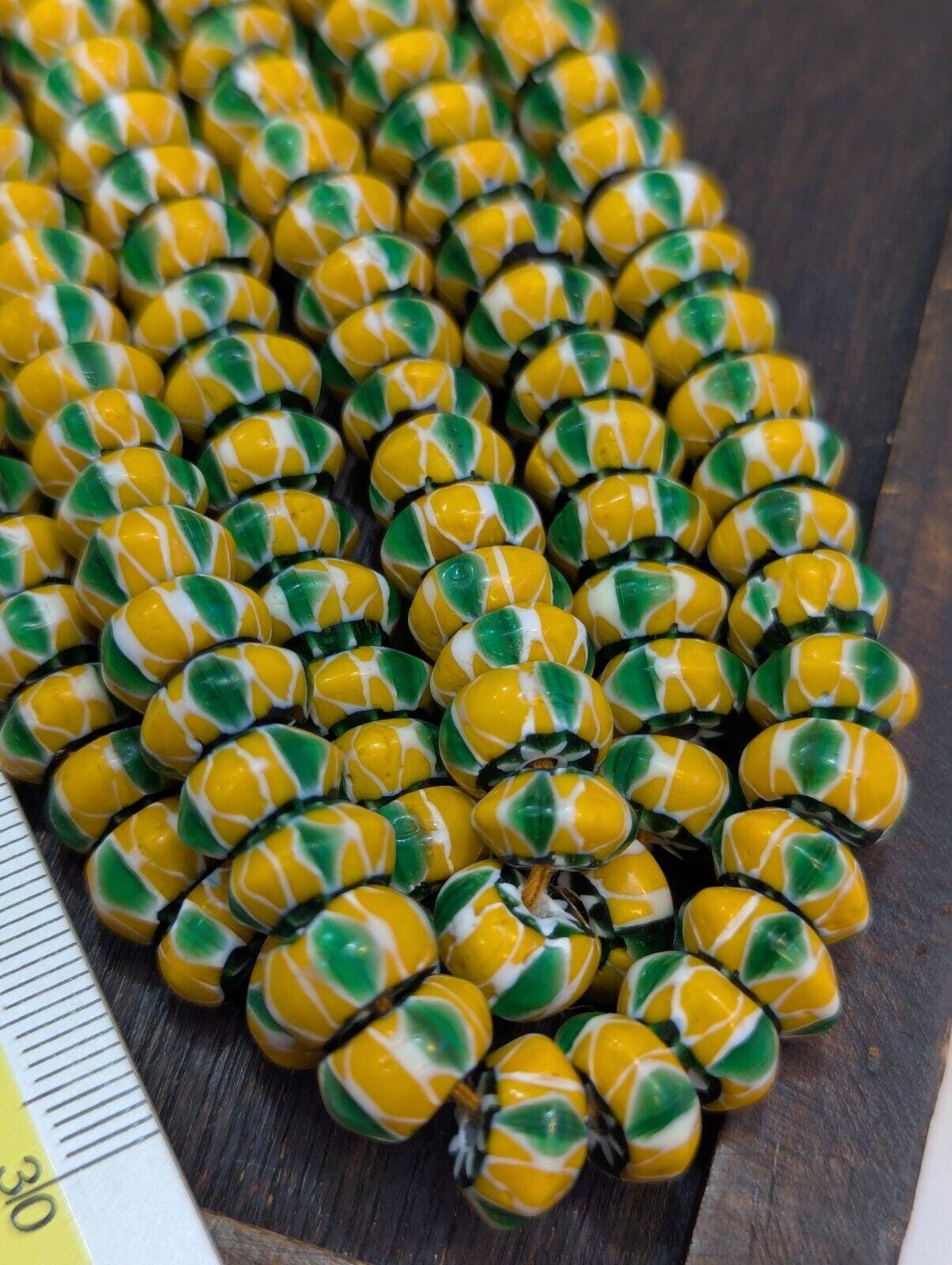 Vintage chevron beads venetian african style glass 10mm beads long strandGift