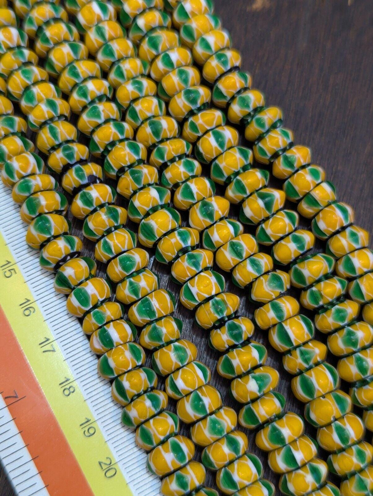 Vintage chevron beads venetian african style glass 10mm beads long strandGift