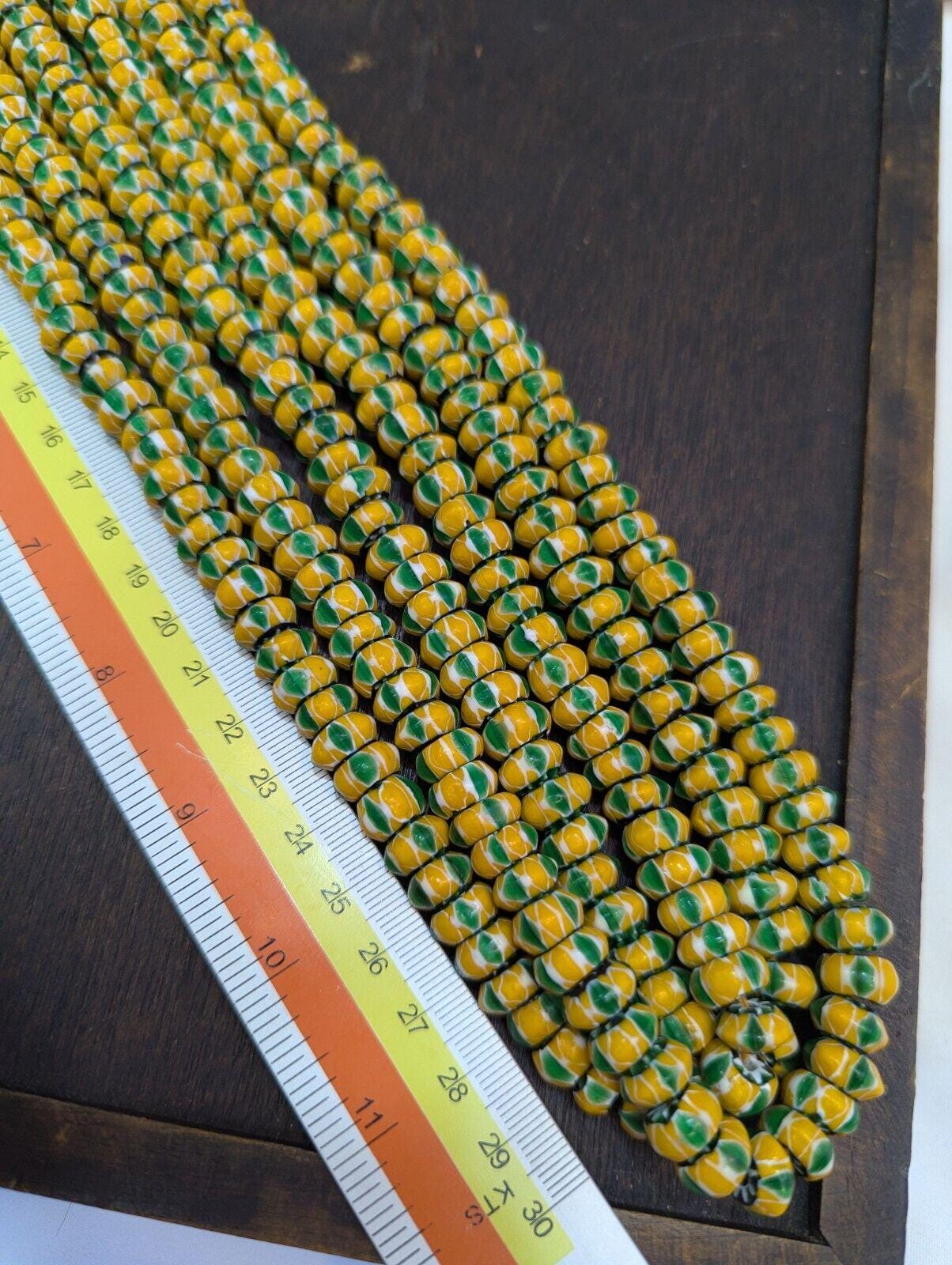 Vintage chevron beads venetian african style glass 10mm beads long strandGift
