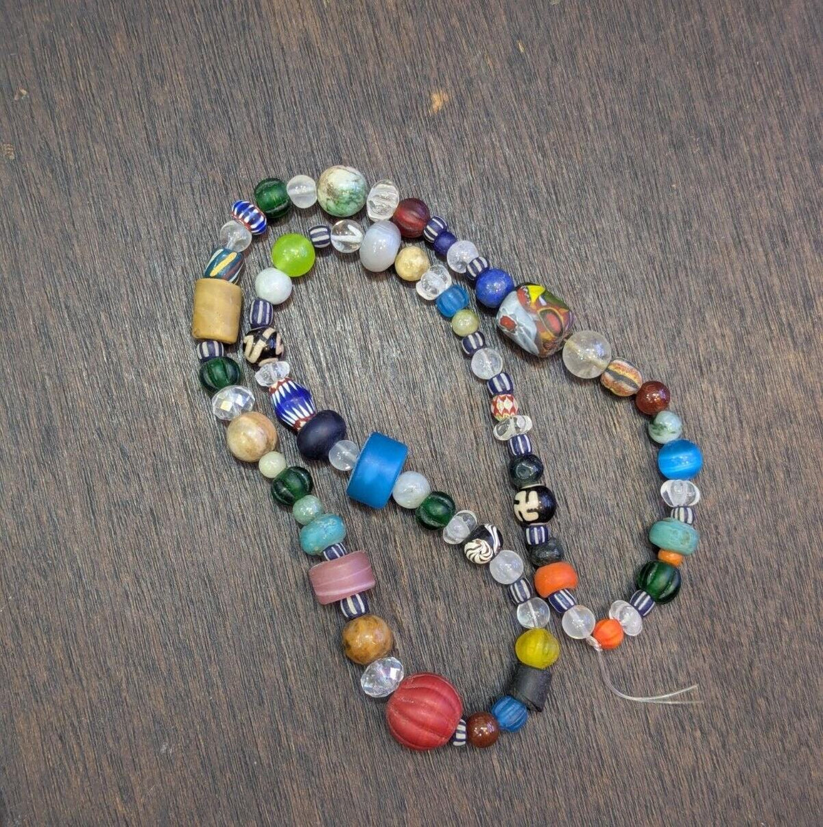 Vintage glass stones crystal mix beads necklace jn-1Gift