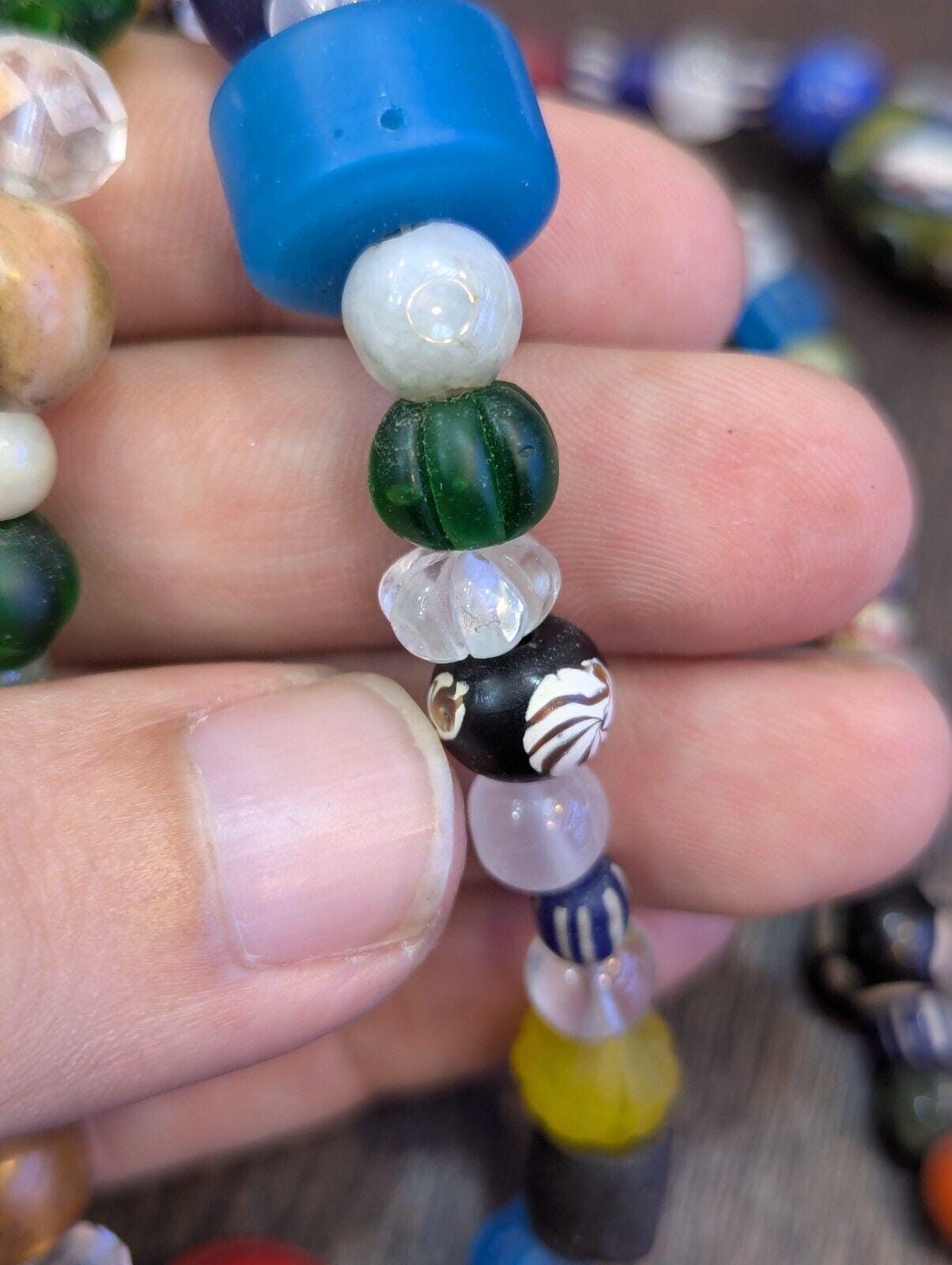 Vintage glass stones crystal mix beads necklace jn-1Gift