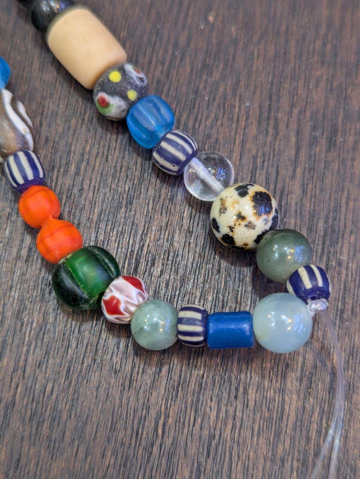 Vintage glass stones crystal mix beads necklace jn-2Gift