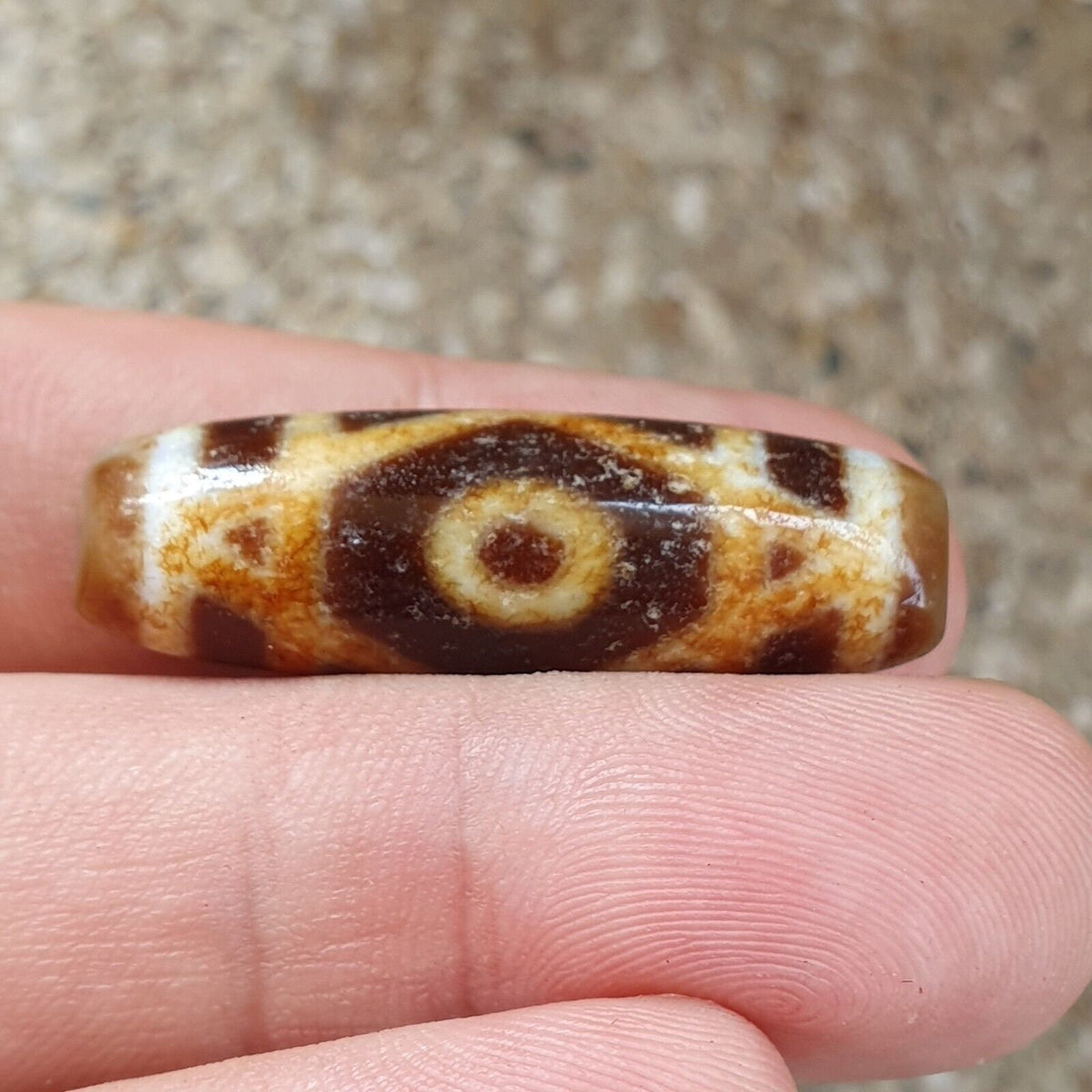Rusted himalayan indo tibetan agate 2eyes bead dzi amulet atb-5