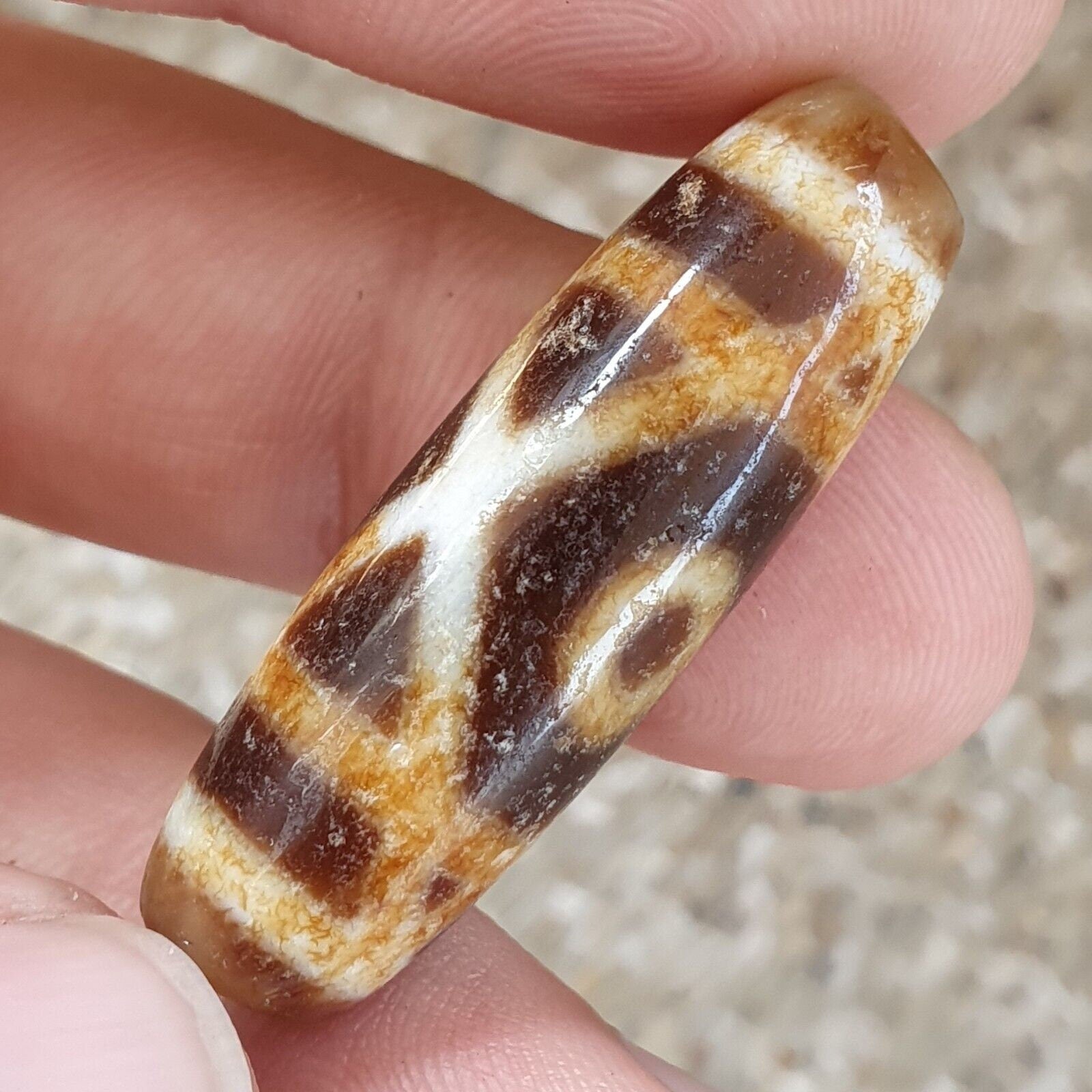 Rusted himalayan indo tibetan agate 2eyes bead dzi amulet atb-5