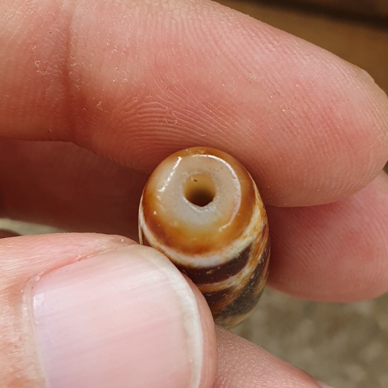 Rusted himalayan indo tibetan agate 2eyes bead dzi amulet atb-5