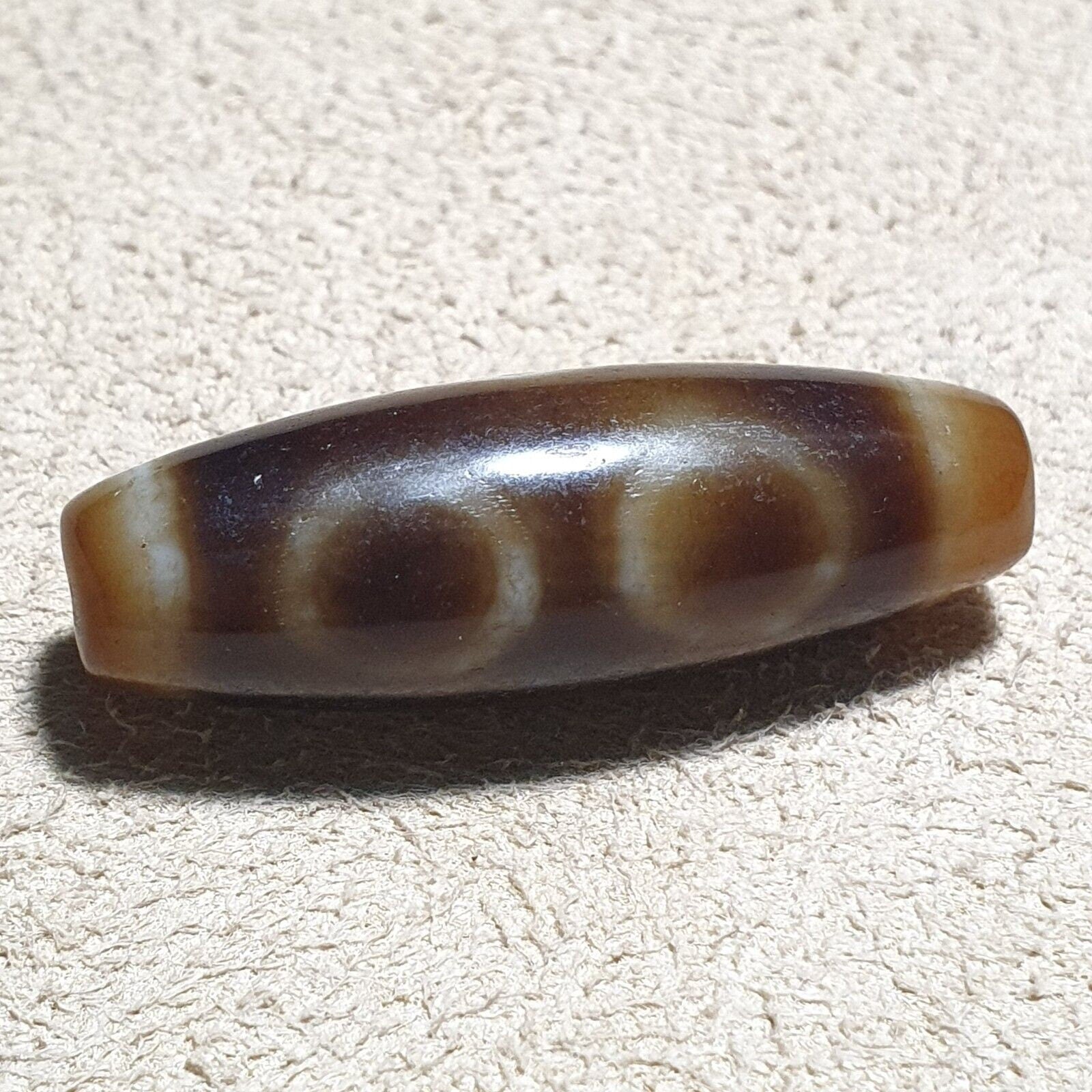 Vintage tibetan 3 circle big eye unique pattern agate stone dzi  amulet shd-4