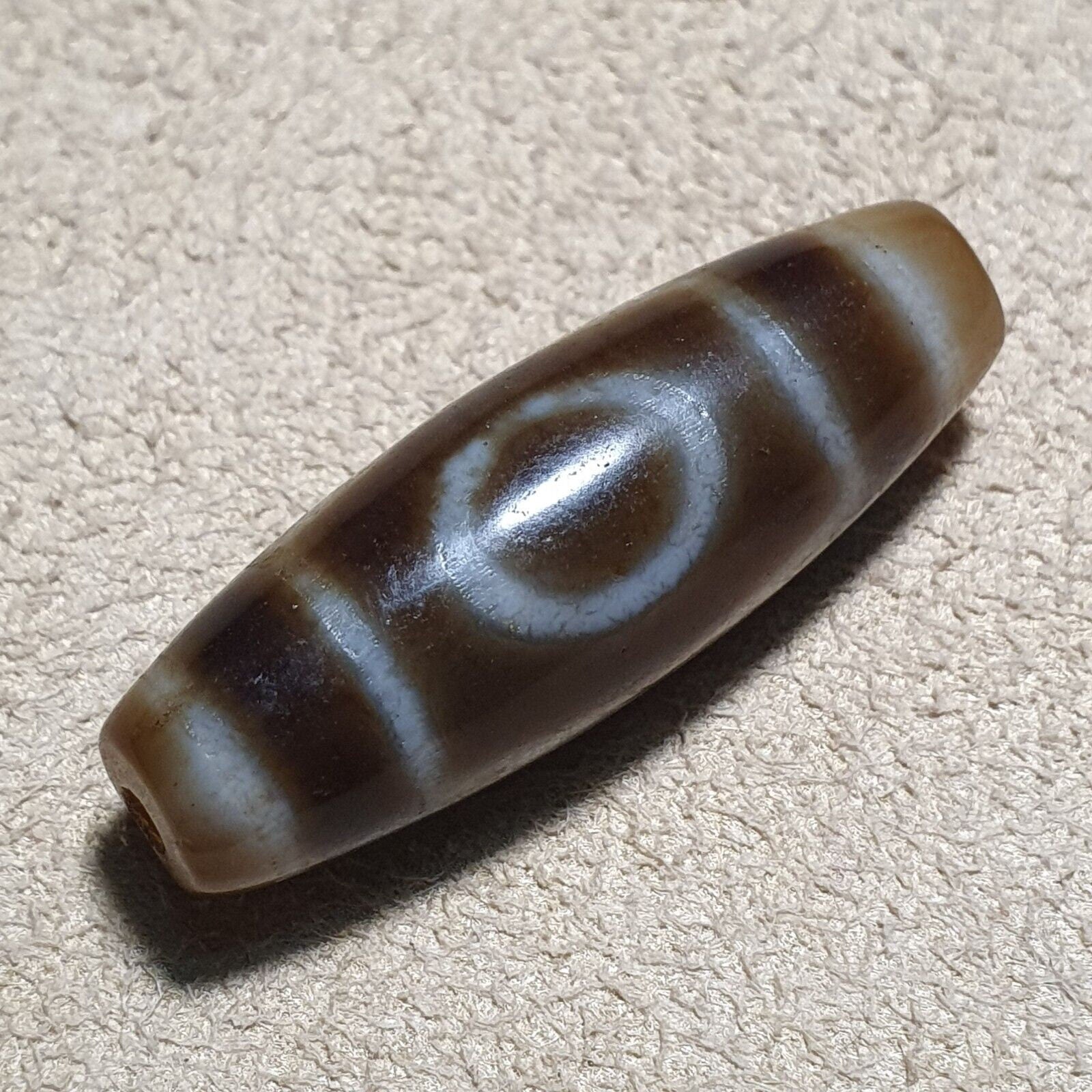 Vintage tibetan 3 circle big eye unique pattern agate stone dzi  amulet shd-4