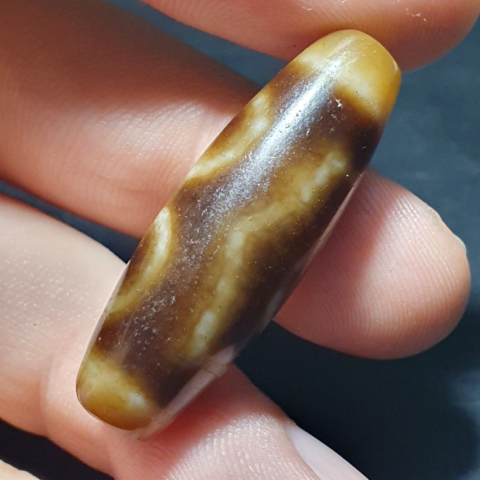 Vintage tibetan 3 circle big eye unique pattern agate stone dzi  amulet shd-4