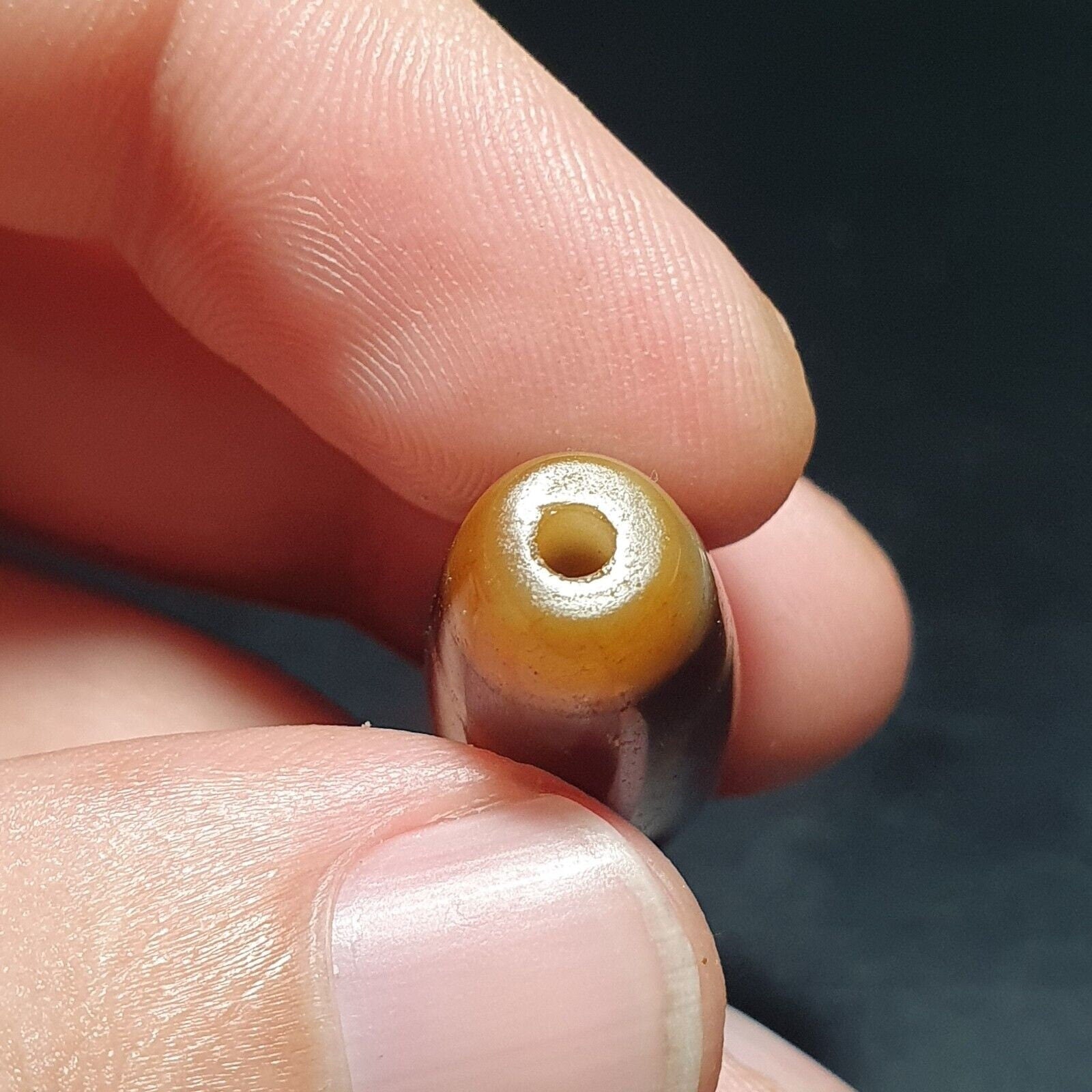 Vintage tibetan 3 circle big eye unique pattern agate stone dzi  amulet shd-4