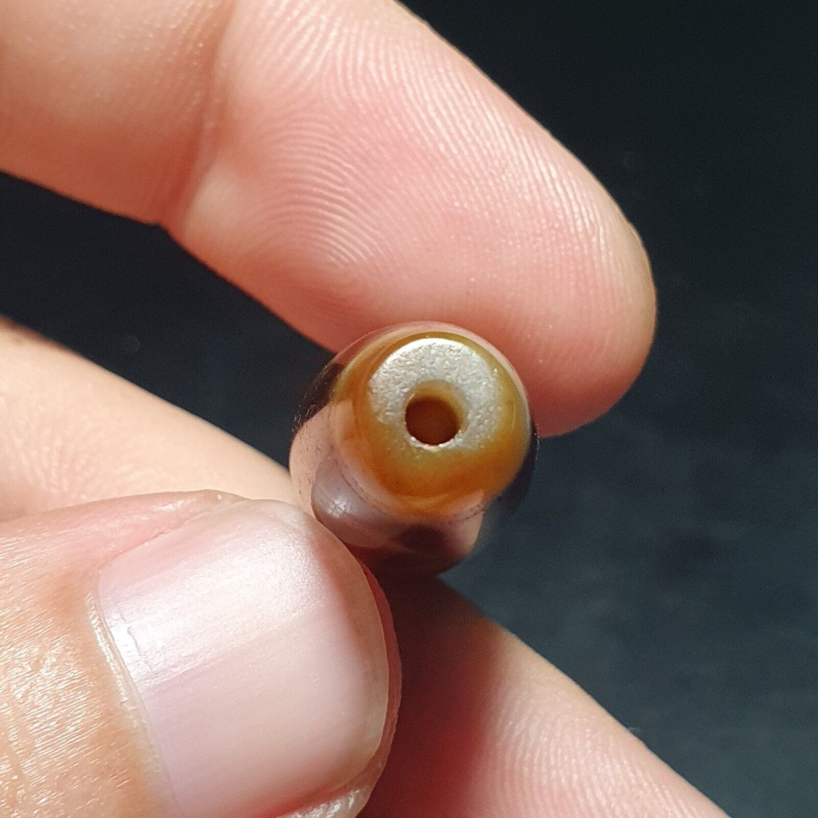 Vintage tibetan 3 circle big eye unique pattern agate stone dzi  amulet shd-4