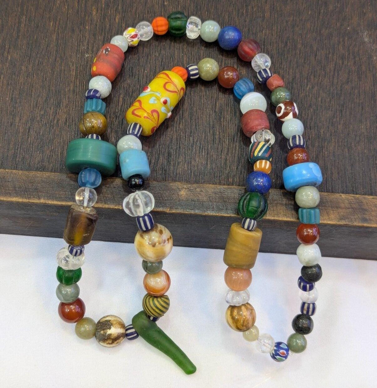 Vintage glass stones crystal mix beads necklace jn-3Gift