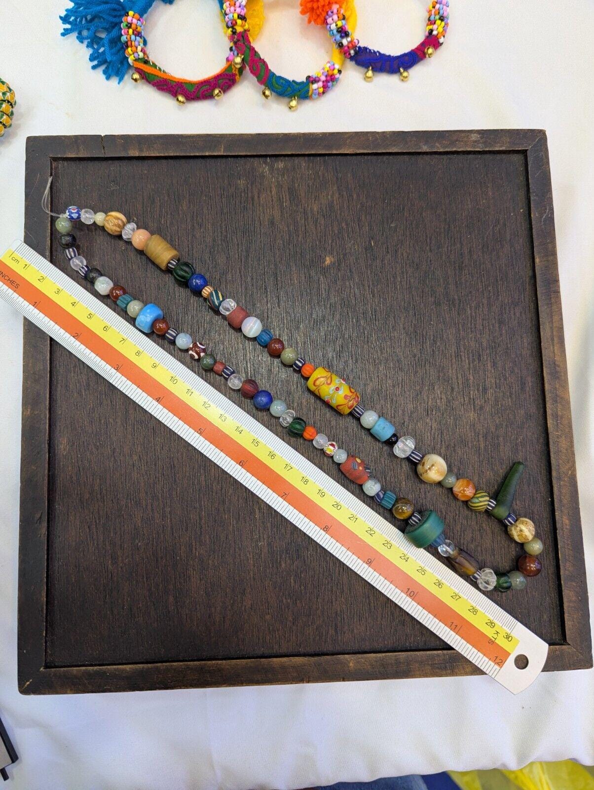 Vintage glass stones crystal mix beads necklace jn-3Gift