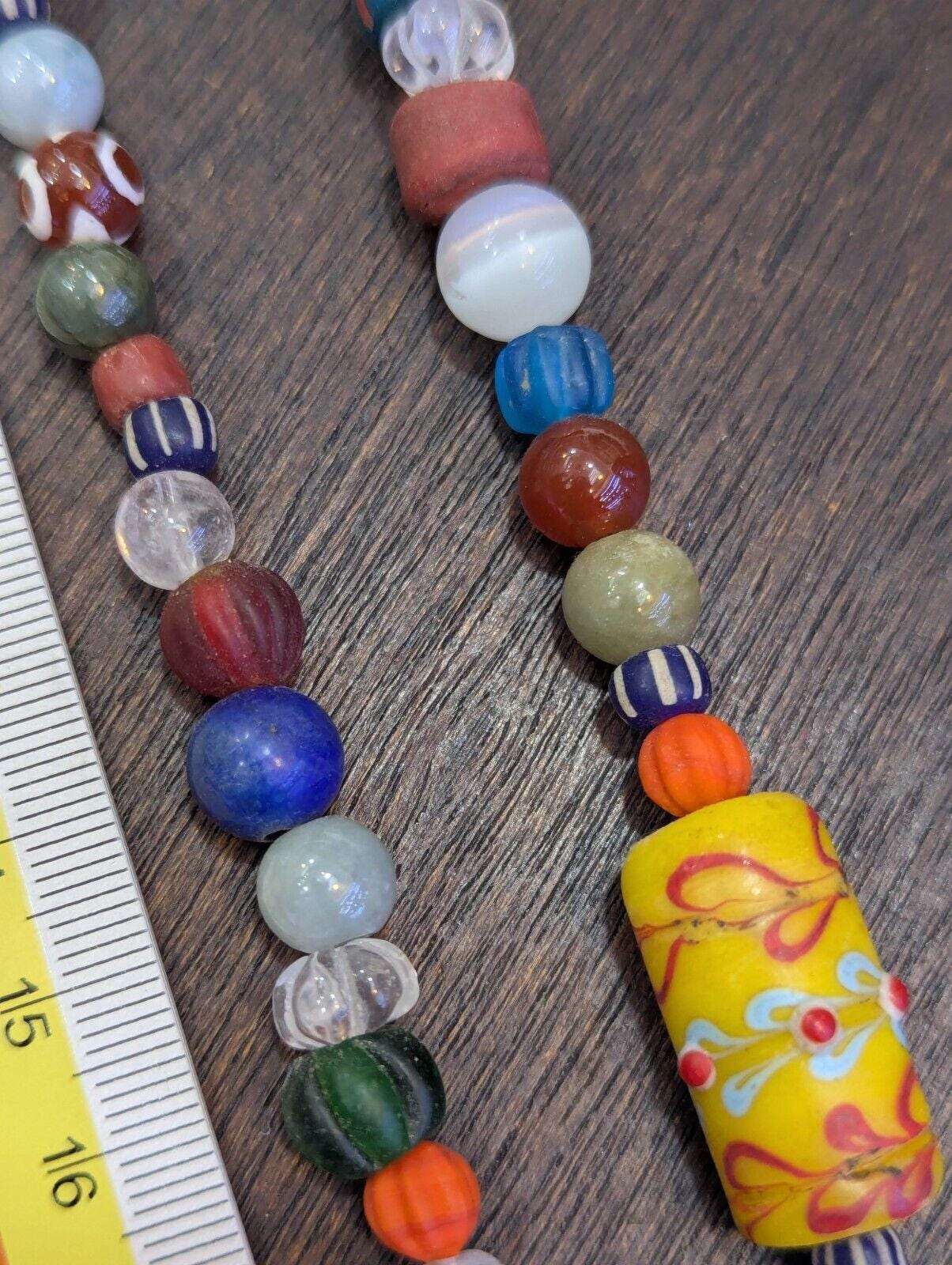 Vintage glass stones crystal mix beads necklace jn-3Gift