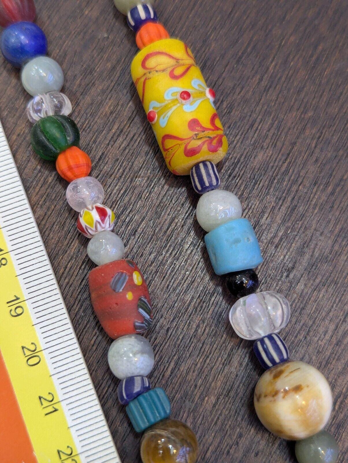 Vintage glass stones crystal mix beads necklace jn-3Gift