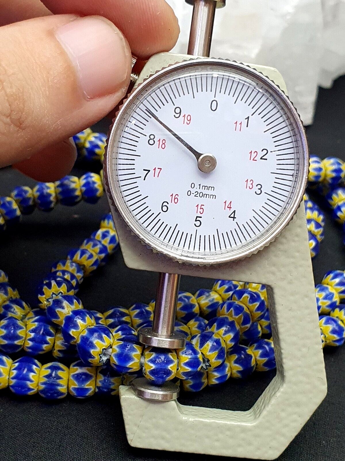 Blue and yellow chevrons venetian beads african necklace 8.5mm