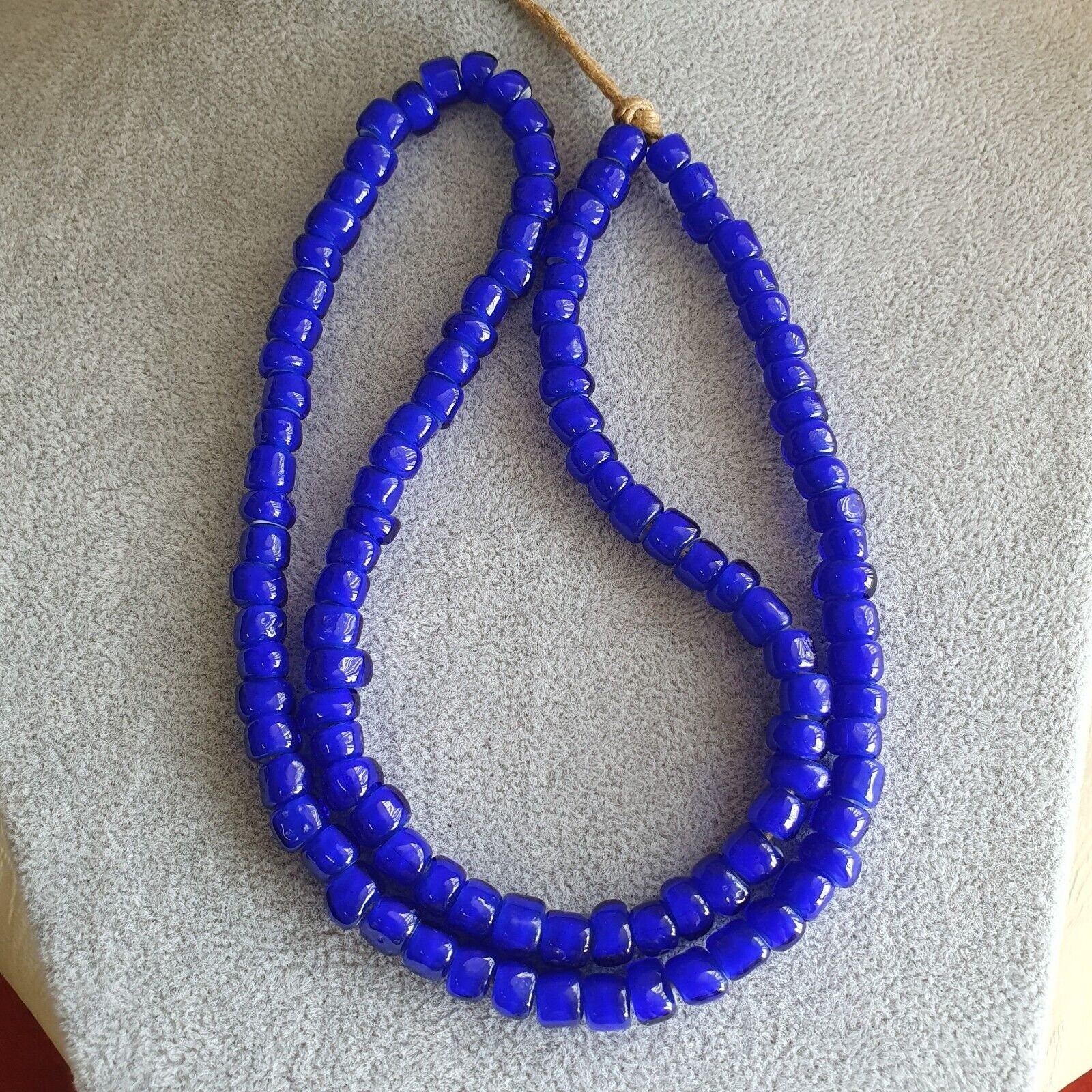 7-8mm antique venetian white heart trade beads 24" long strand