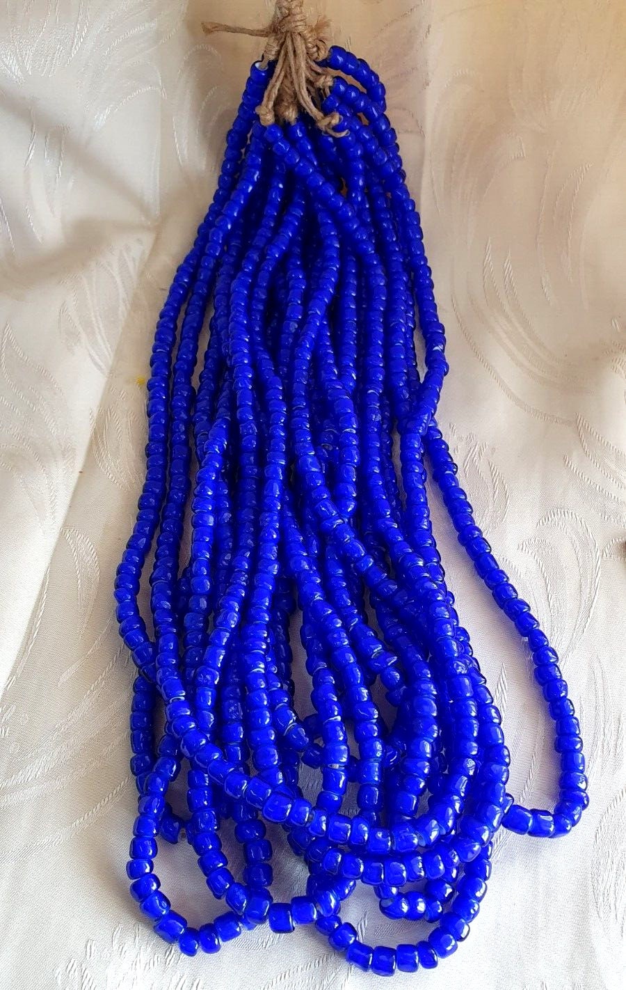 7-8mm antique venetian white heart trade beads 24" long strand