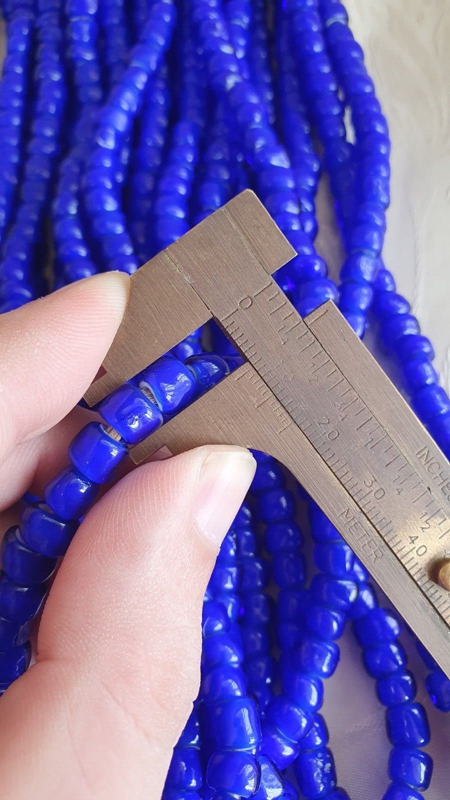 7-8mm antique venetian white heart trade beads 24" long strand