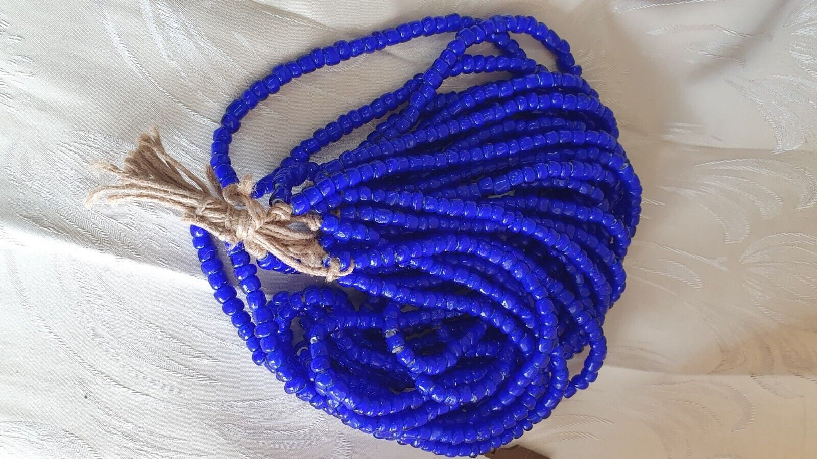 7-8mm antique venetian white heart trade beads 24" long strand