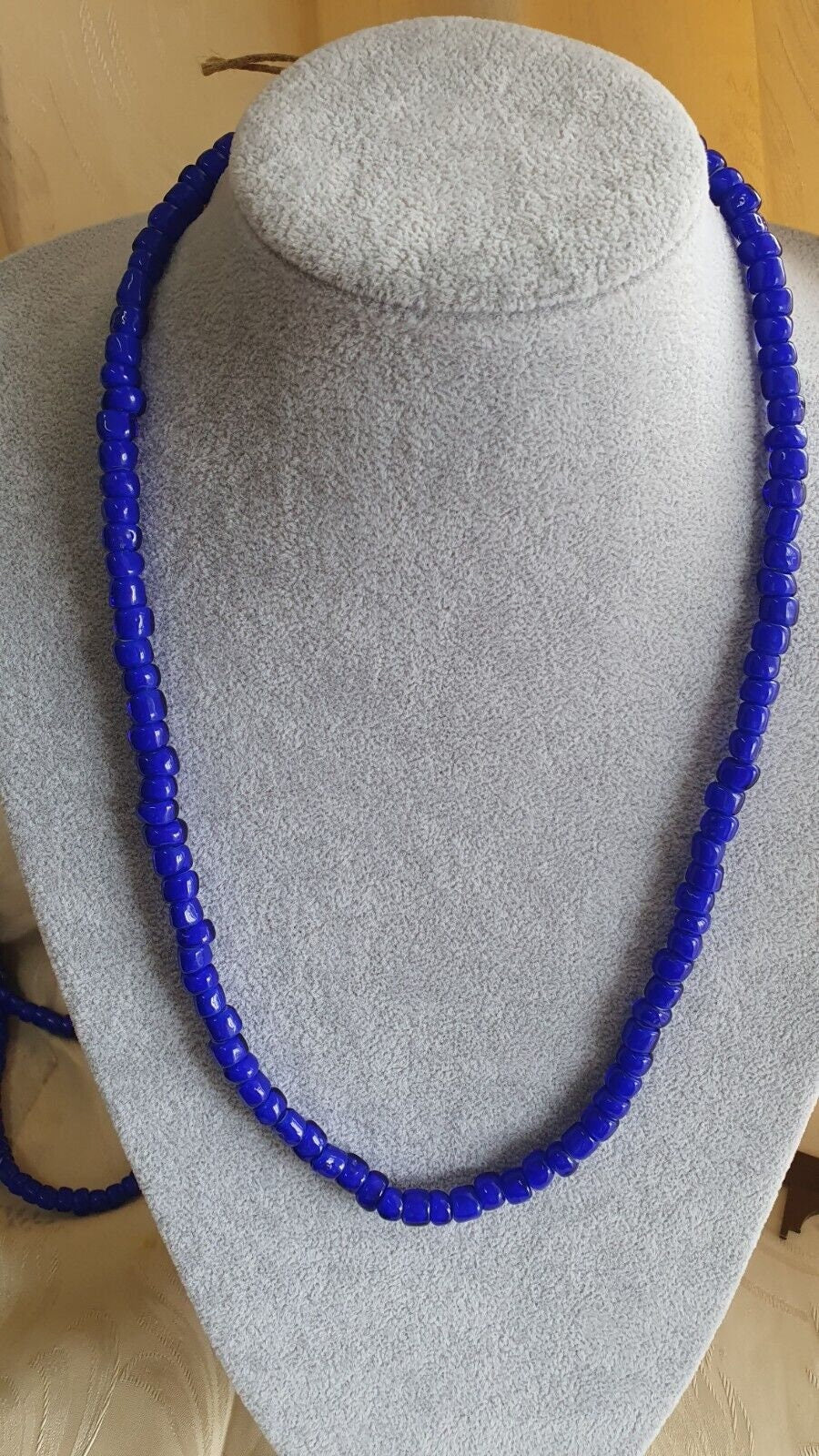 7-8mm antique venetian white heart trade beads 24" long strand