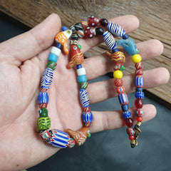 Vintage old african, venetian art mix glass beads necklaceGift