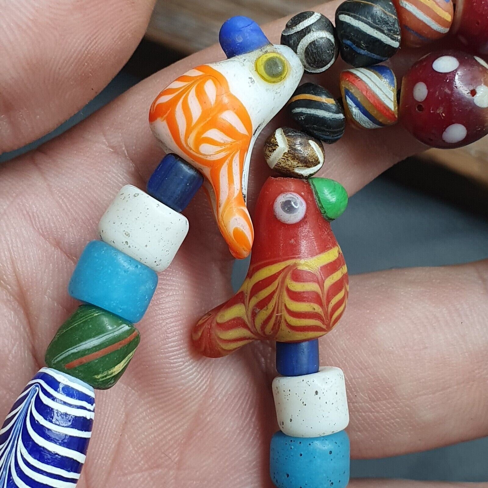 Vintage old african, venetian art mix glass beads necklaceGift