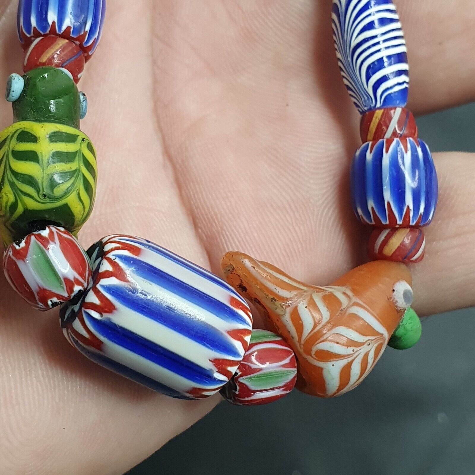 Vintage old african, venetian art mix glass beads necklaceGift