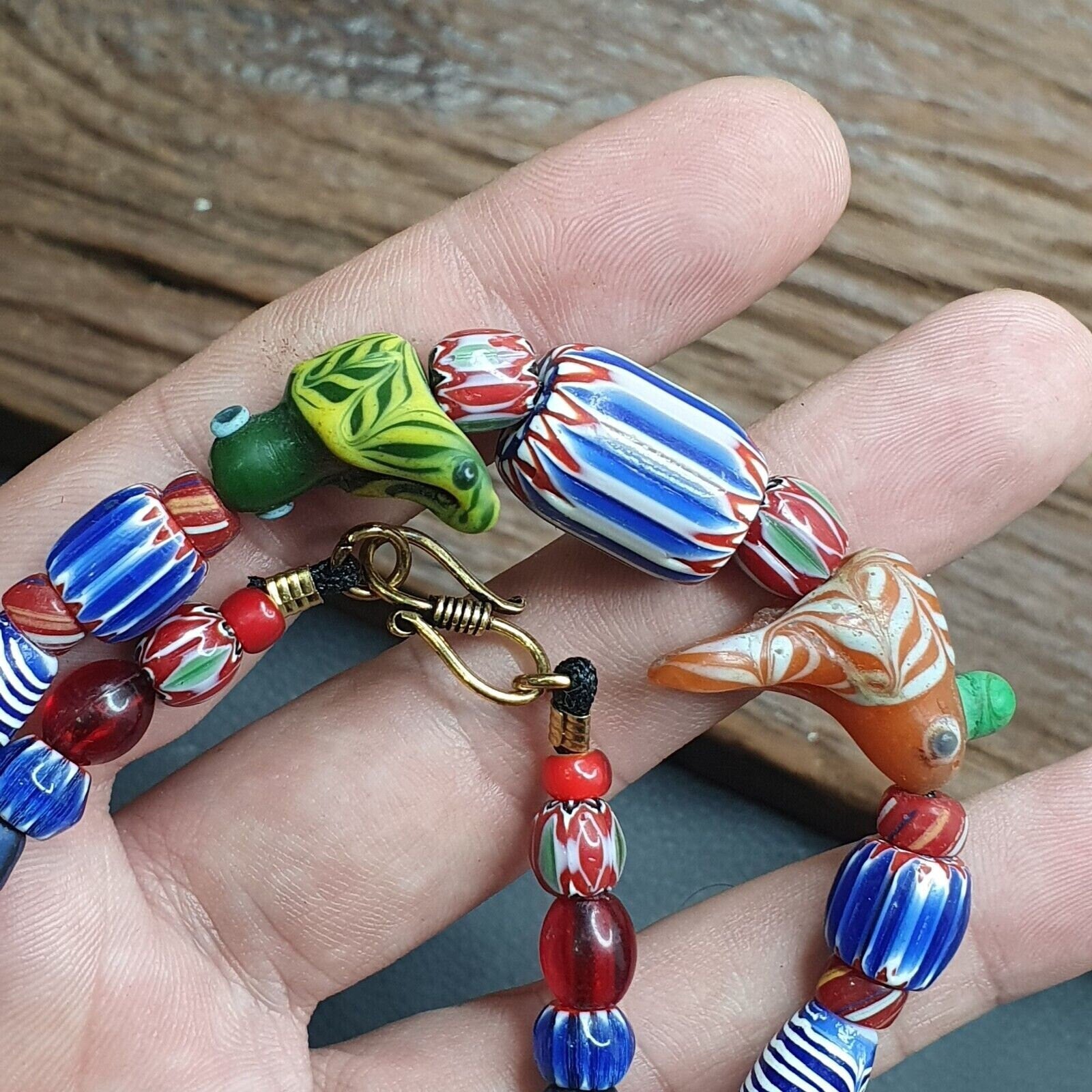 Vintage old african, venetian art mix glass beads necklaceGift