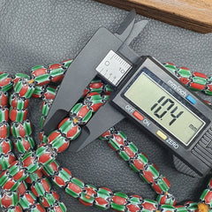 Watermelon Chevron Venetian Glass Bead Strand (10mm)