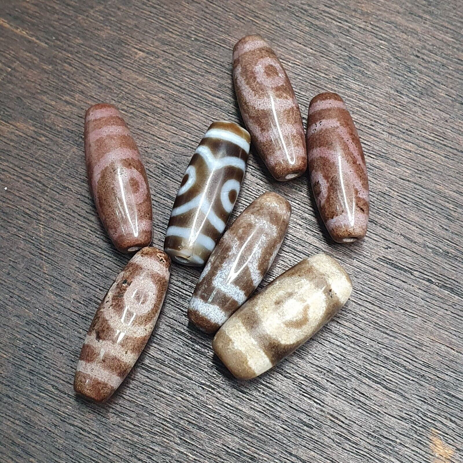 Lot 7 eye bead tibetan dzi bead old amulet agate tibet gzi pendant #127