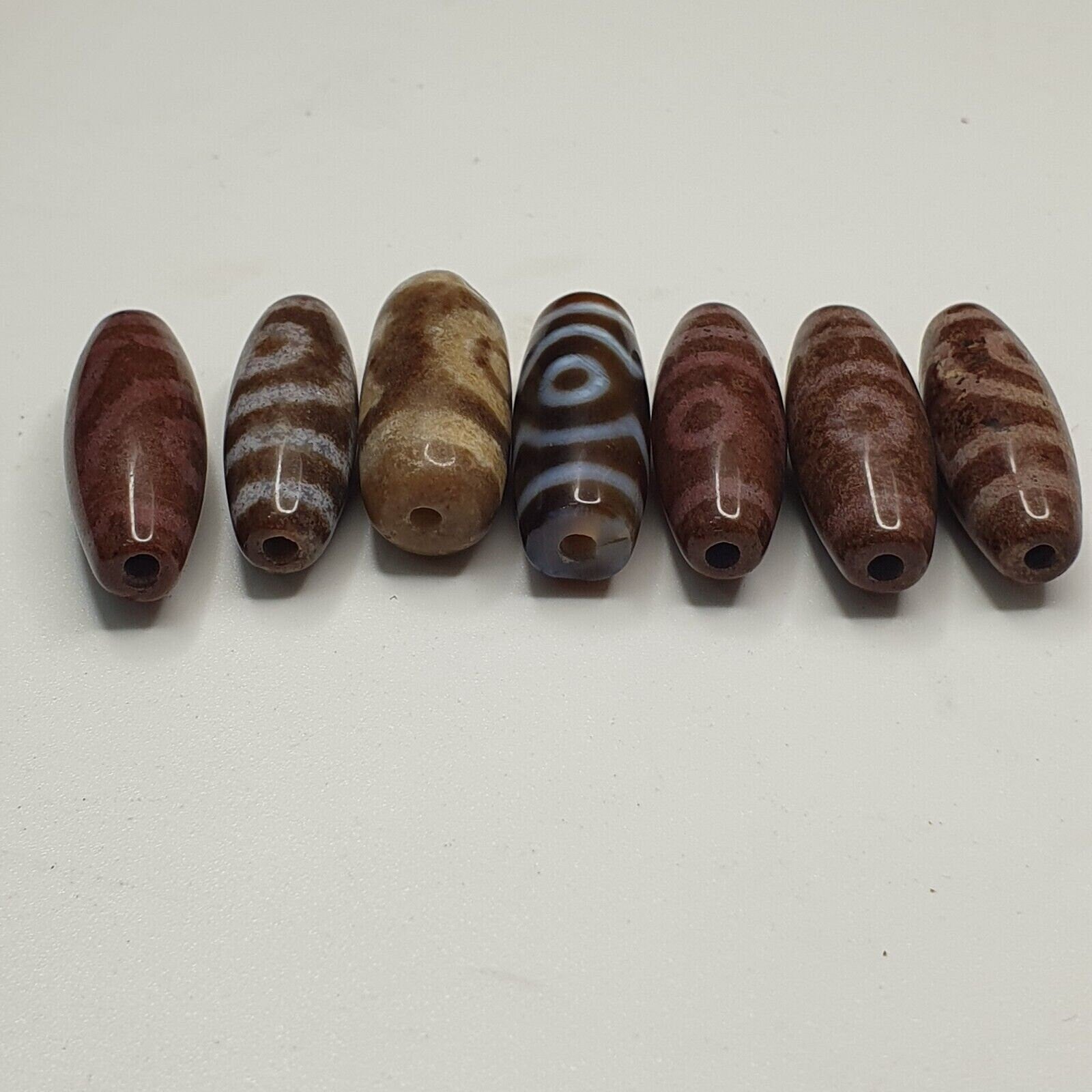 Lot 7 eye bead tibetan dzi bead old amulet agate tibet gzi pendant #127