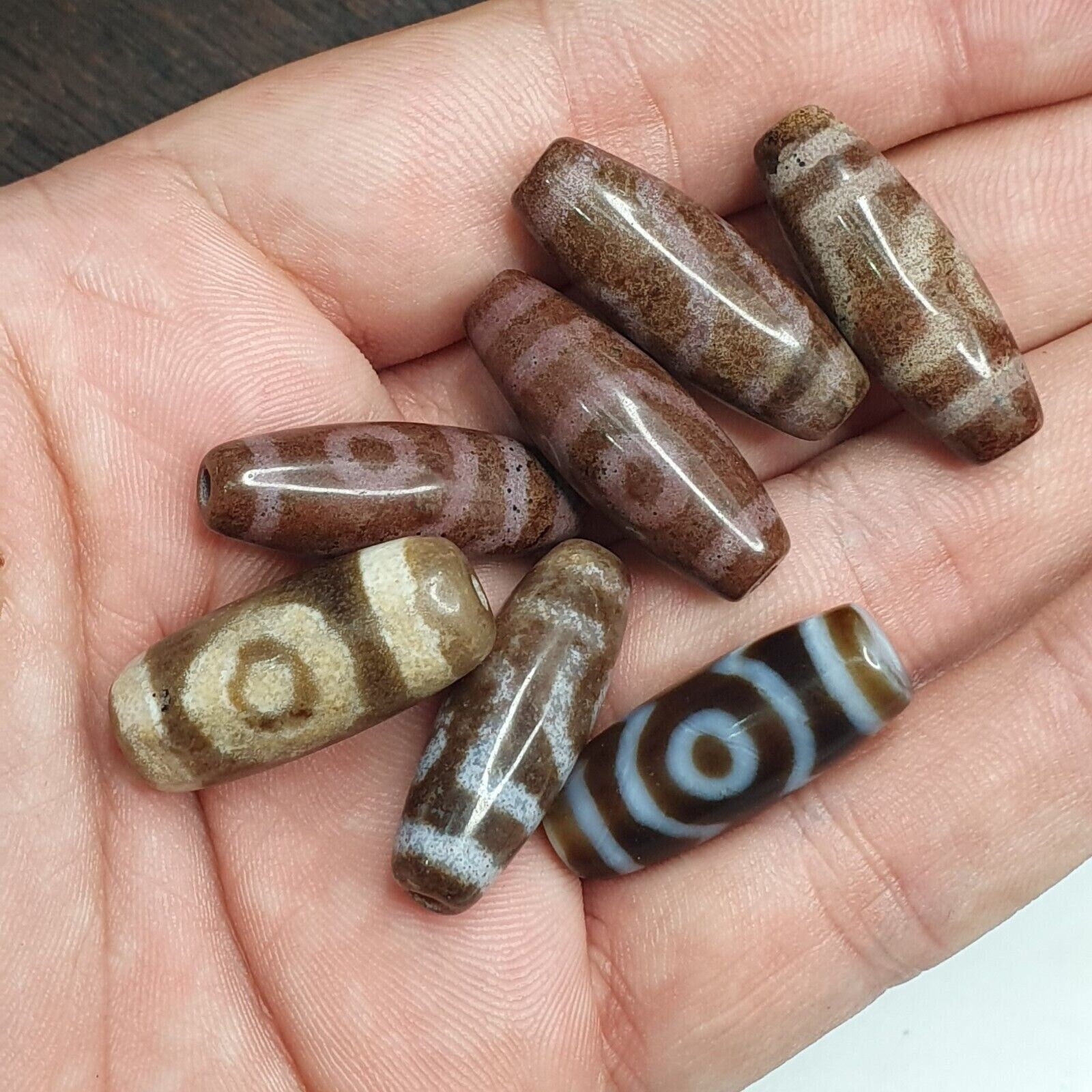 Lot 7 eye bead tibetan dzi bead old amulet agate tibet gzi pendant #127