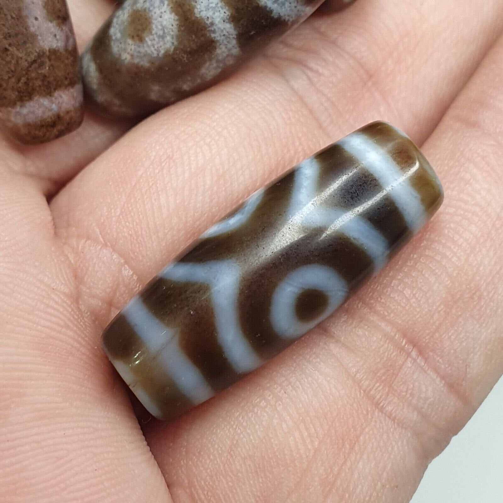 Lot 7 eye bead tibetan dzi bead old amulet agate tibet gzi pendant #127