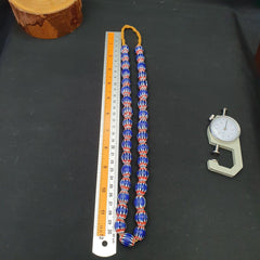 Vintage blue chevron beads venetian african 13.5mm 15mmx17mm beads long strand