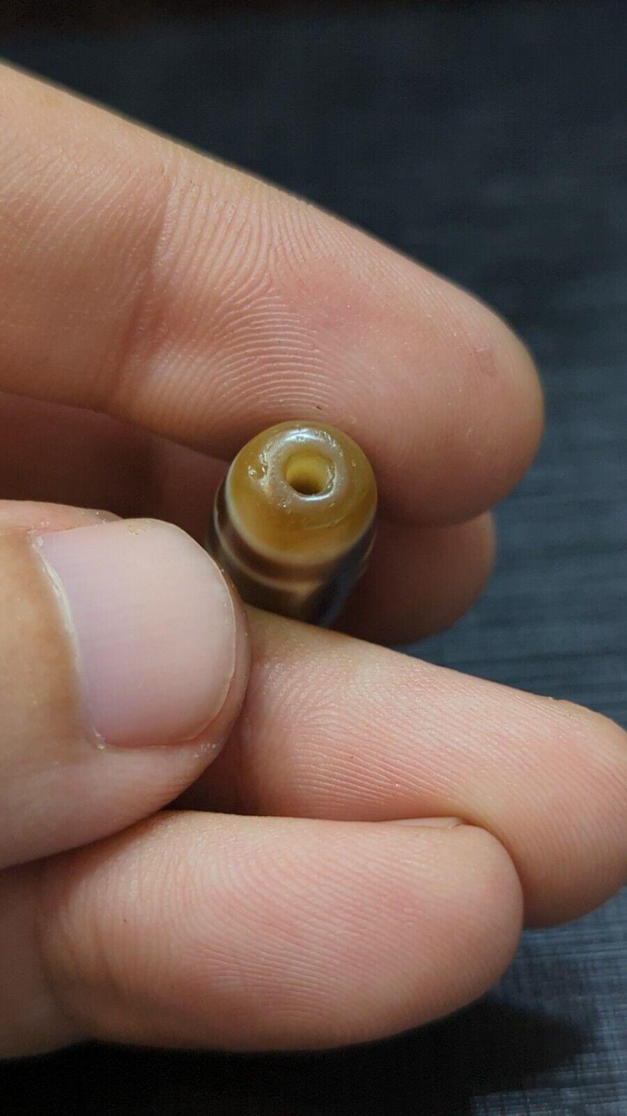 Tibetan Agate Dzi Bead Amulet: 3 Circle Eyes Stone