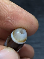 Tibetan Agate Dzi Bead Amulet: Diamond Eyes