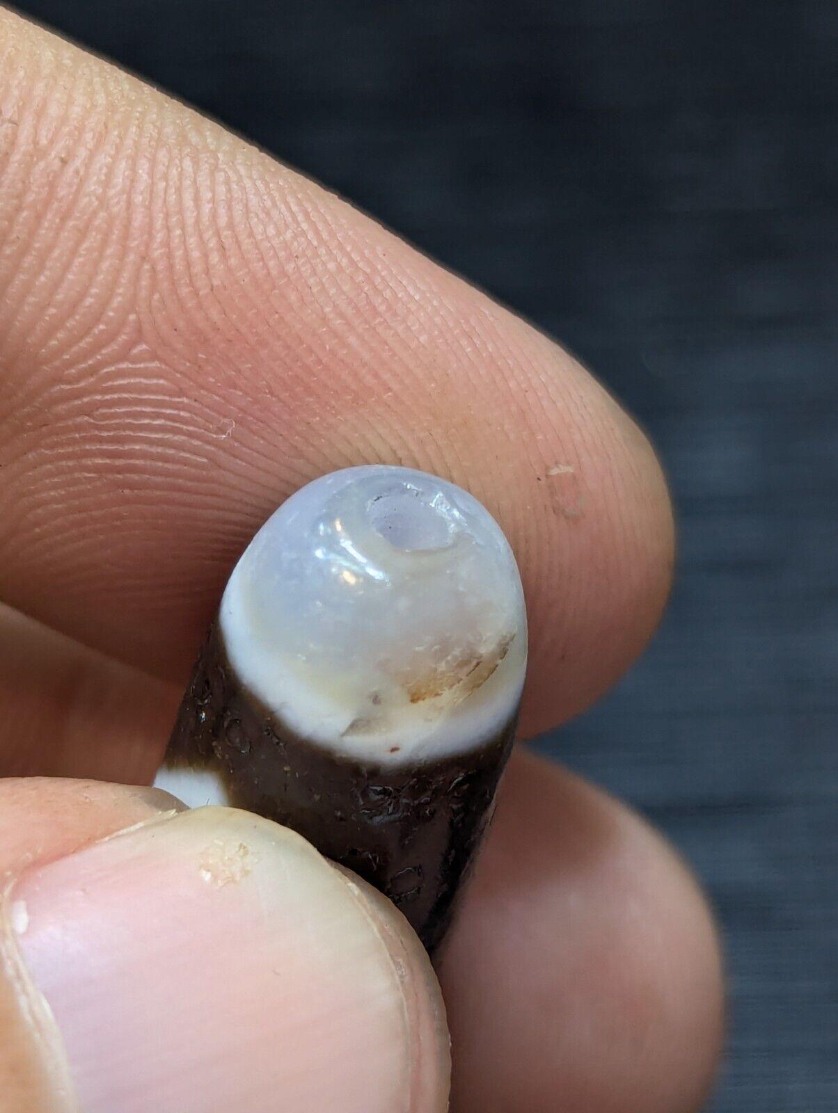 Tibetan Agate Dzi Bead Amulet: Diamond Eyes