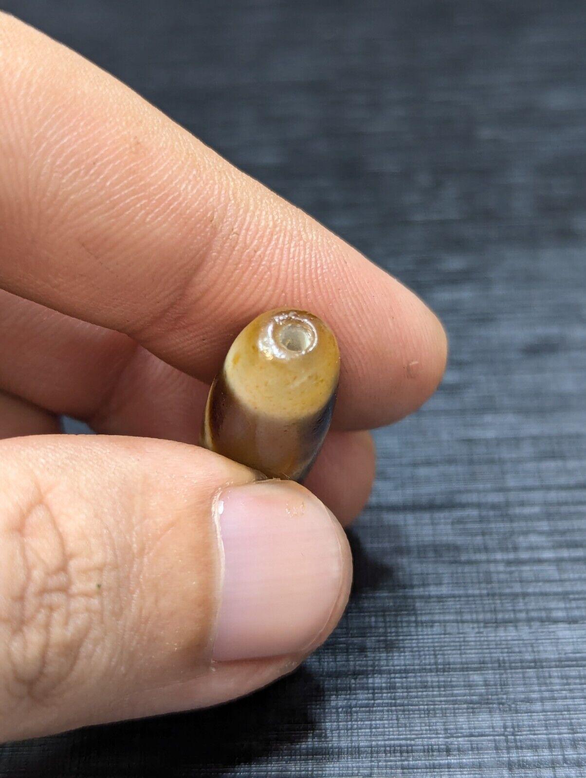 Tibetan Agate Dzi Bead Amulet: Two Diamond Eyes