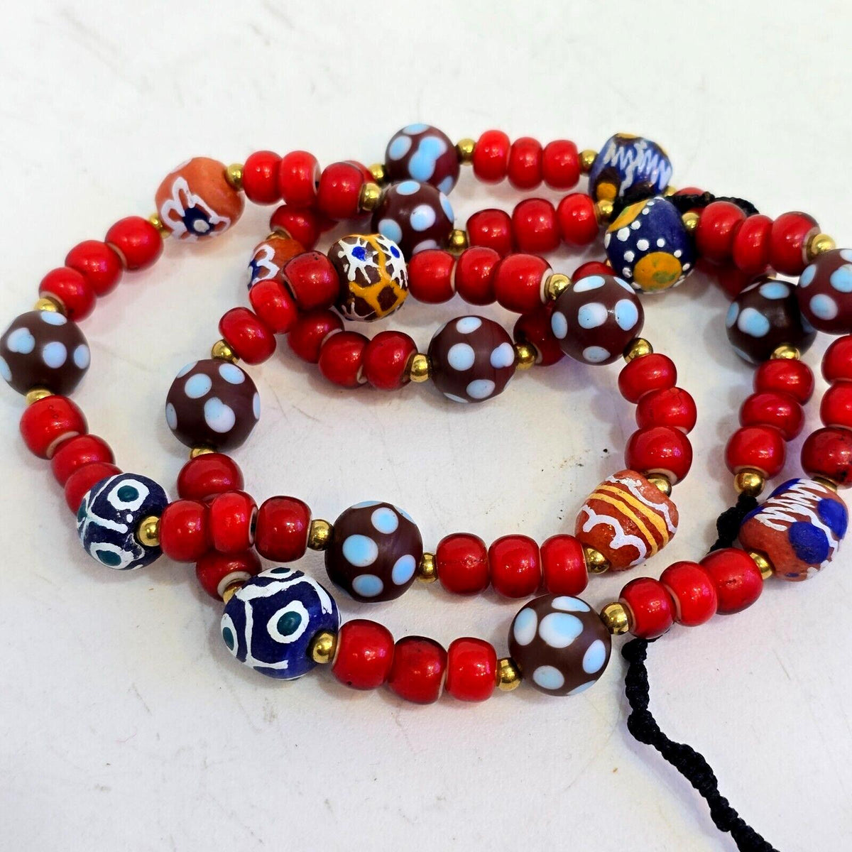 8mm venetian white heart african venetian style dotted beads necklace