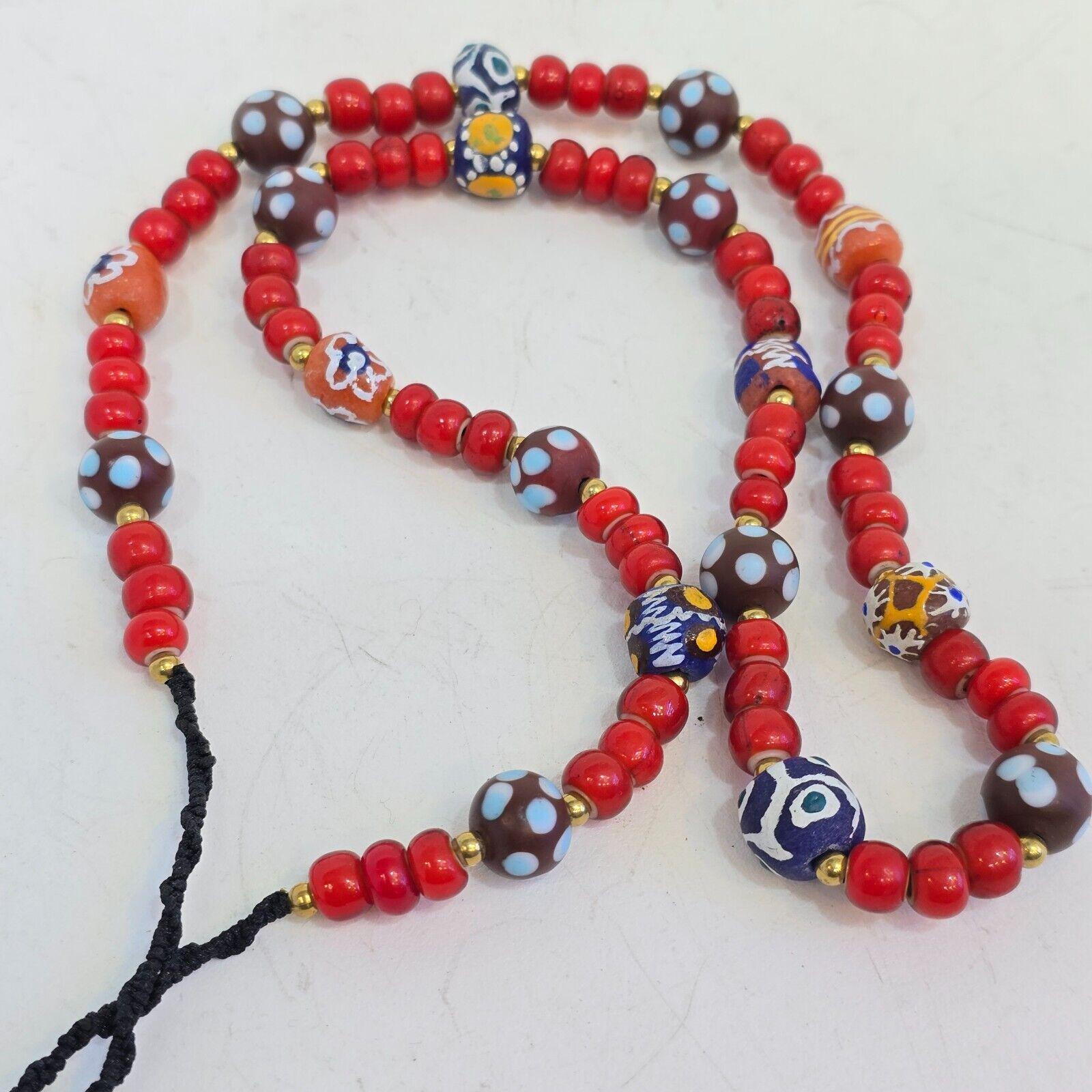 8mm venetian white heart african venetian style dotted beads necklace