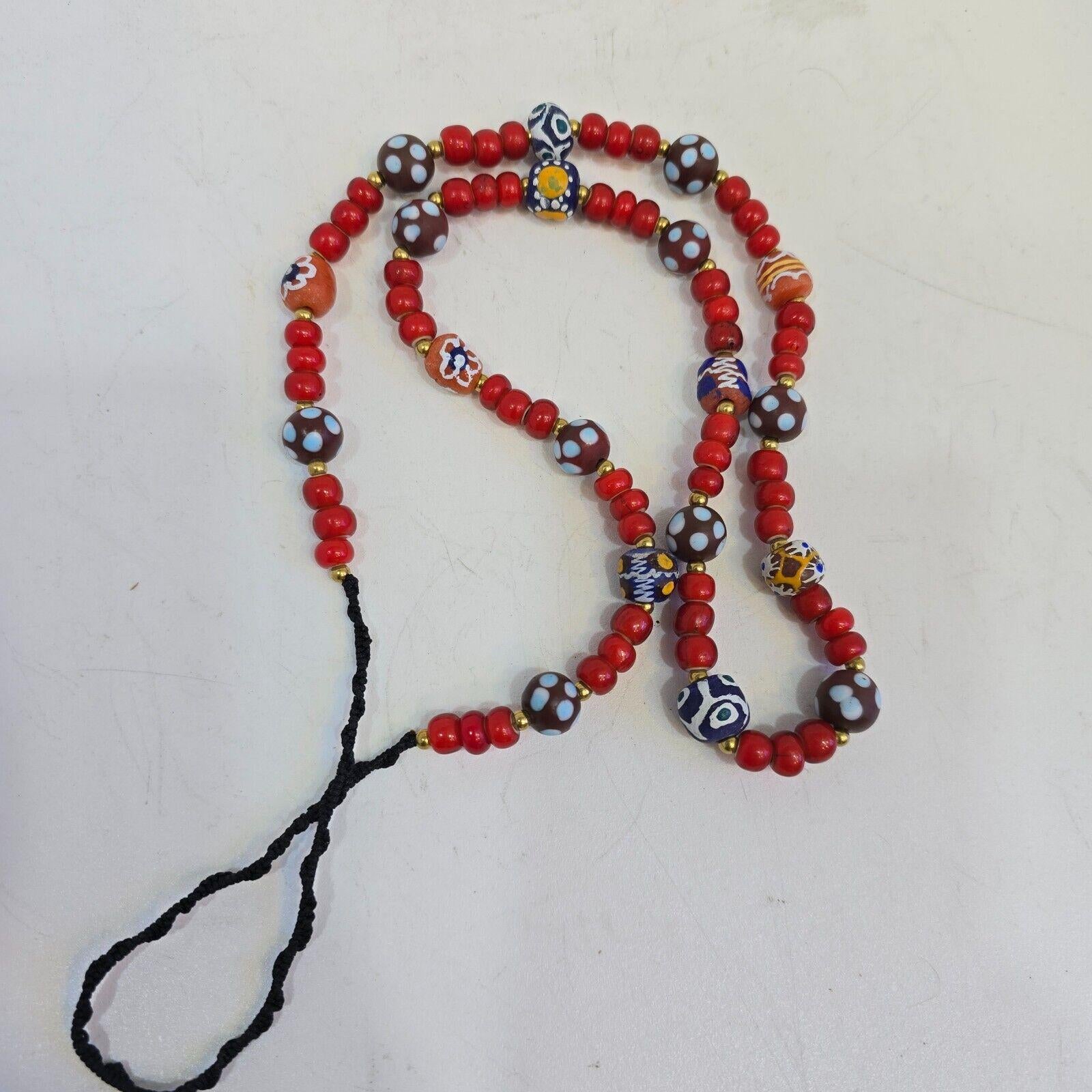 8mm venetian white heart african venetian style dotted beads necklace