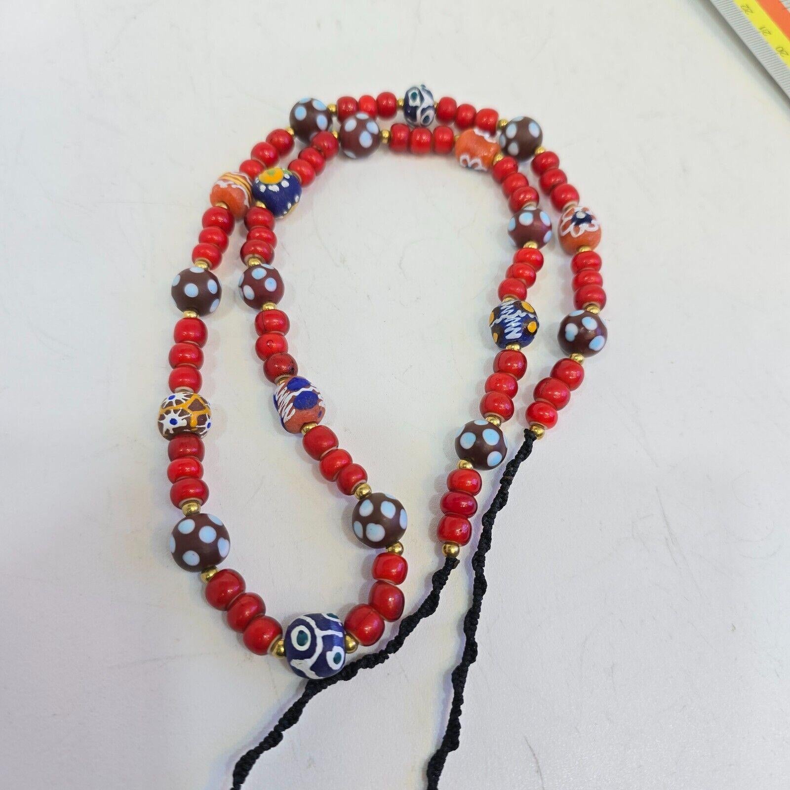 8mm venetian white heart african venetian style dotted beads necklace