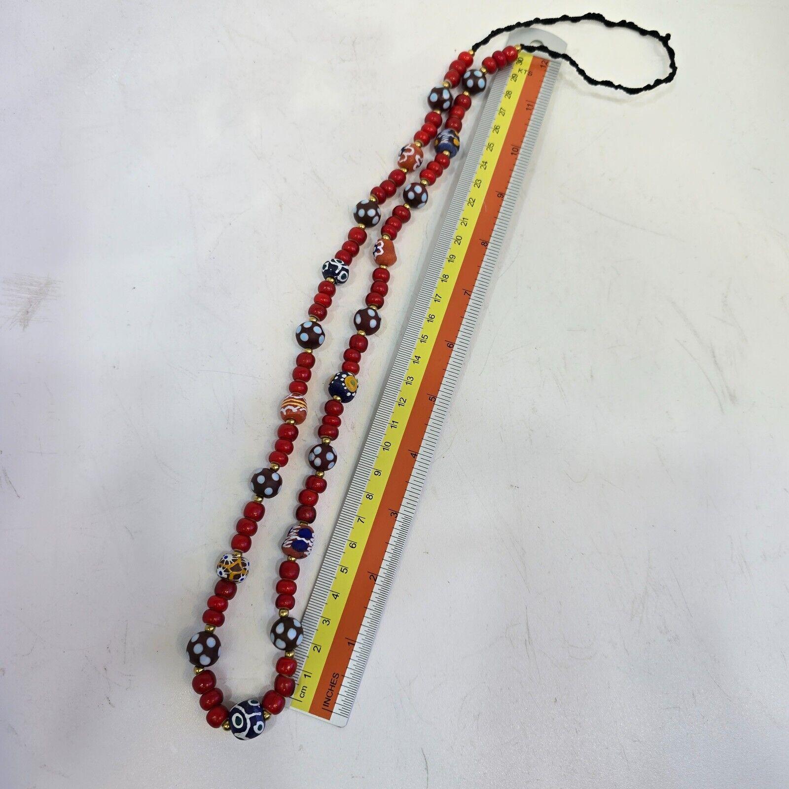 8mm venetian white heart african venetian style dotted beads necklace