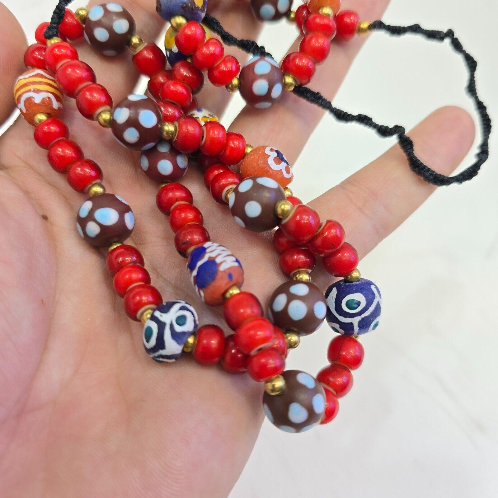 8mm venetian white heart african venetian style dotted beads necklace