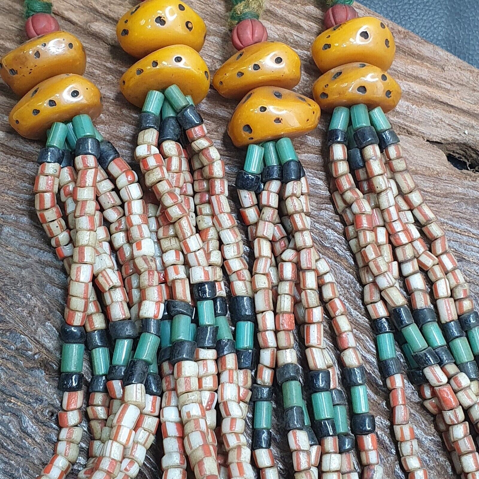 340grams handcrafted amber resin and glass beads vintage jewelry necklaceGift